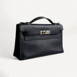 Bolsa Hermès Kelly Pochette Noir com Ferragens Palladium
