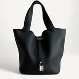 Bolsa Hermès Picotin 22 Clemence Noir com Ferragens Palladium