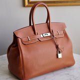 Bolsa Hermès Birkin 35 Togo Gold com Ferragens Palladium