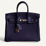 Bolsa Hermès Birkin 25 Togo Bleu Nuit com Ferragens Palladium
