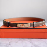 Cinto Hermès Kelly Epsom Etoupe com Ferragens Rose Gold