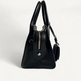 Bolsa Prada Monochrome Preta com Ferragens Prateadas