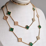 Colar Van Cleef Longo Vintage Alhambra 20 motivos Ouro amarelo 18CT com Diamante e Malaquita