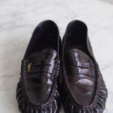 Mocassim Saint Laurent Le Lofer Couro de Hagfish Burgundy