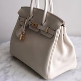 Bolsa Hermès Birkin 25 Togo Craie com Ferragens Gold