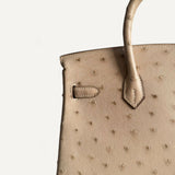 Bolsa Hermès Birkin 25 Ostrich Parchemin com Ferragens Palladium