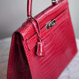 Bolsa Hermès Kelly 35 Crocodile Porosus Com Ferragens Palladium