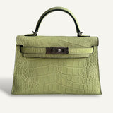 Bolsa Hermès Mini Kelly Alligator Matte Jaune Bourgeon com Ferragens Palladium