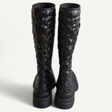 Bota Valentino Black Rubber Rose Atelier Knee Length