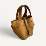 Bolsa Hermès Picotin 18 Cargo Desert/Sesame Toile Goeland com Ferragens Palladium