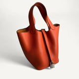 Bolsa Hermès Picotin 18 Clemence Orange com Ferragens  Palladium