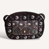 Bolsa Valentino Nellcotê Camurça Marrom com Ferragens Prata