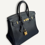Bolsa Hermès Birkin 25 Togo Black com Ferragens Gold