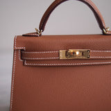 Bolsa Hermès Mini Kelly Epsom Gold com Ferragens Gold
