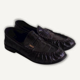 Mocassim Saint Laurent Le Lofer Couro de Hagfish Burgundy