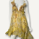 Vestido Zimmermann Assimétrico com aplicações florais Amarelo
