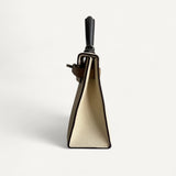 Bolsa Hermès Mini Kelly Epsom Tricolor Nata/ Chai / Gris Meyer com Ferragens Palladium