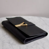 Clutch Yves Saint Laurent Y Ligne Couro Preto
