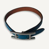 Pulseira Hermès Behapi em Couro Bleu com Ferragem Palladium