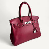 Bolsa Hermès Birkin 30 Togo Rouge Grenat com Ferragens Palladium