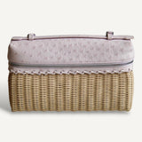 Bolsa Loro Piana Extra Pocket L27 Wicker Light Rose Com Ferragens Prateadas