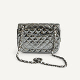 Bolsa Chanel Mirror Backpack w/ Star Coin Calfskin Prata