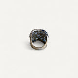 Anel em Ouro Branco 18k com Mix de Safiras  e Diamantes