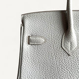 Bolsa Hermès Birkin 25 Togo Gris Perle com Ferragens Gold