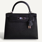 Bolsa Hermès Kelly 28 Sellier Epsom Noir com Ferragens Palladium