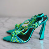 Sandália Saint Laurent Gippy Tons de Azul e Amarelo