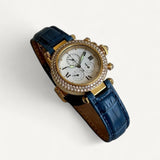 Relógio Cartier Pasha de Cartier em Ouro Amarelo com Diamantes e Pulseira em Couro de Crocodilo Azul Marinho