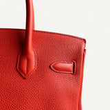 Bolsa Hermès Birkin 30 Togo Orange com Ferragens Gold