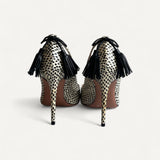 Scarpin Aquazzura Forever Marilyn Cut-out Tasseled Printed Watersnake