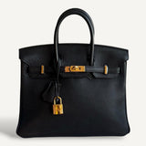 Bolsa Hermès Birkin 25 Togo Black com Ferragens Gold