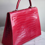 Bolsa Hermès Kelly 35 Crocodile Porosus Com Ferragens Palladium