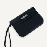Pochette Kelly Depeches 25 Cuir Galop D Hermes 89 Noir com Ferragens Palladium