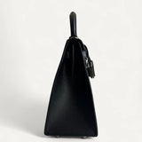 Bolsa Hermès Kelly 25 Noir com Ferragens Palladium