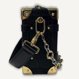 Bolsa Louis Vuitton Side Trunk MM Black com Ferragens Douradas