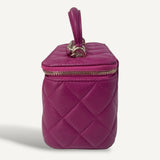 Bolsa Chanel Quilted Top Handle Pink Vanity Bag  Lambskin Gold Hardware