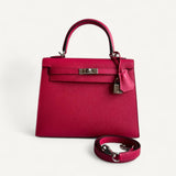 Bolsa Hermès Kelly 25 Epsom Verso Framboise/Prun com Ferragens Gold