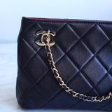 Bolsa Chanel Mini Shopping Lambskin Preta com Ferragens Douradas
