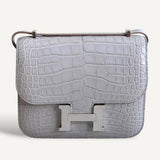 Bolsa Hermès Constance 18 Alligator Gris Perle Com Ferragens Palladium