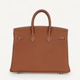 Bolsa Hermès Birkin 25 Togo Gold com Ferragens Gold