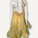 Vestido Zimmermann Assimétrico com aplicações florais Amarelo