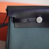 Bolsa Hermès Herbag Zip 20 Mangrove Noir com Ferragens Palladium