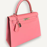 Bolsa Hermès Kelly 25 Epsom Rose Confetti com Ferragens Palladium
