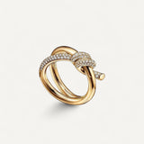 Anel Tiffany Knot de Duas Voltas em Ouro Amarelo com Diamantes
