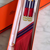 Twilly Hermès Jumping Silk com Franjas Crème I Alezan I Anthracite selected
