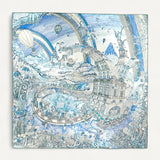 Lenço Hermès em Seda Les Folies du Faubourg Bleu Electrique | Ardoise | Blanc