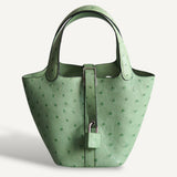 Bolsa Hermès Picotin 14 Ostrich Vert Crique com Ferragens Palladium